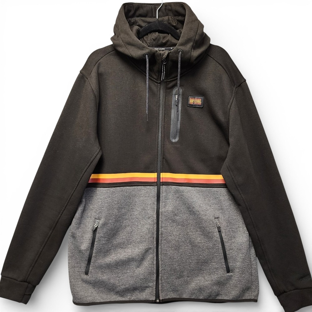 Rip Curl Anti-Series Departed Fleece Jacket Men XXL (Fits as Slim XL) Black Gray - Picture 2 of 7